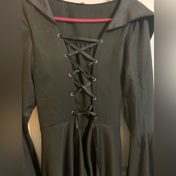 Gothic/witch/medieval hooded lace up dress - Picture 3 of 5